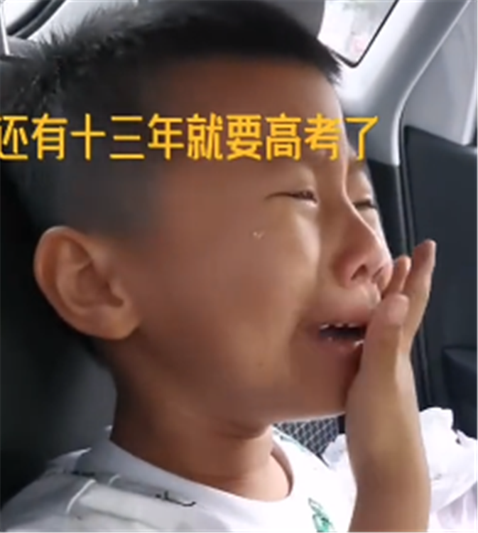 听到自己还有13年就要高考了，5岁萌娃崩溃爆哭：怎么这么快啊？