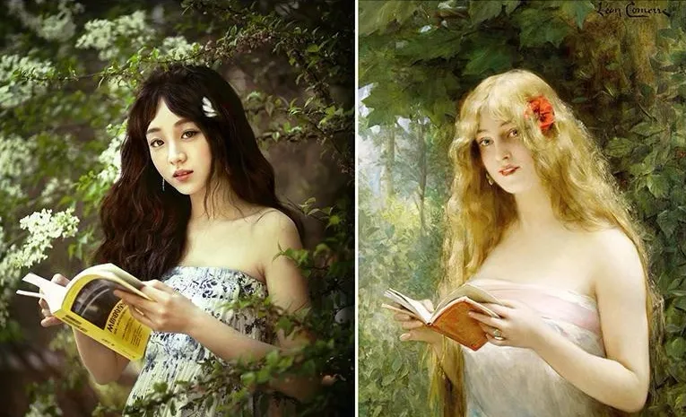 北大美女模仿世界名画拍摄的读书图！