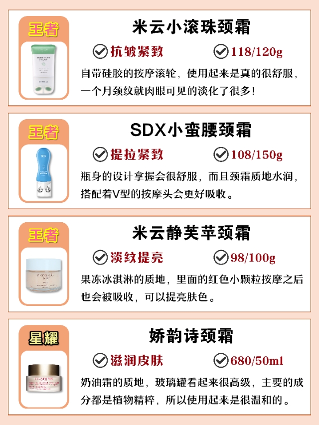 热门平价好用颈霜排行榜！淡化颈纹
