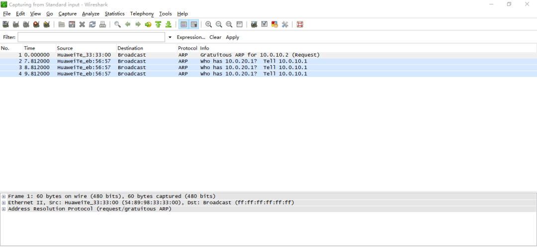 借助ARP代理实现同网段，不同广播域通信