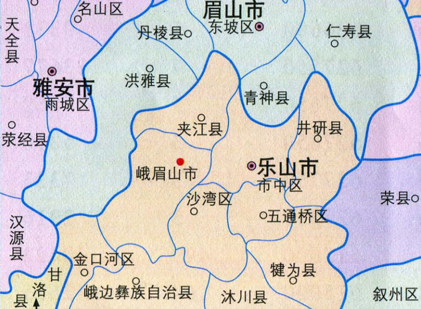 乐山市人口分布图:峨眉山市41.91万,沙湾区14.49万