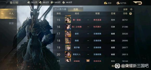 荣耀新三国战区史记 荣耀1017区记录贴