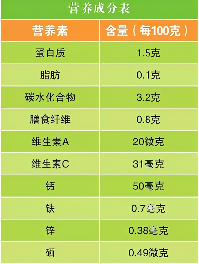 白菜的营养成分（了解一份大白菜营养成分表）