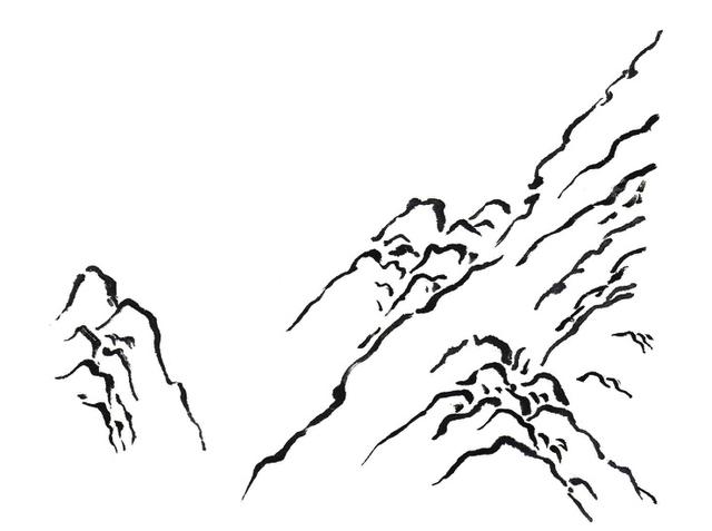 画山教程|山的表现方法,山石墨法及山坡路径,泉水瀑布的画法