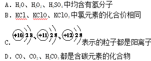 2018年中考化学复习方案课时训练十一化学式化合价