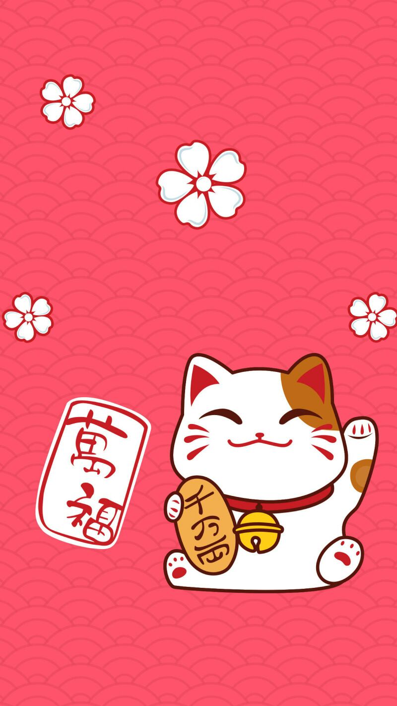 送上一组超萌招财猫壁纸：恭喜发财，喵喵喵