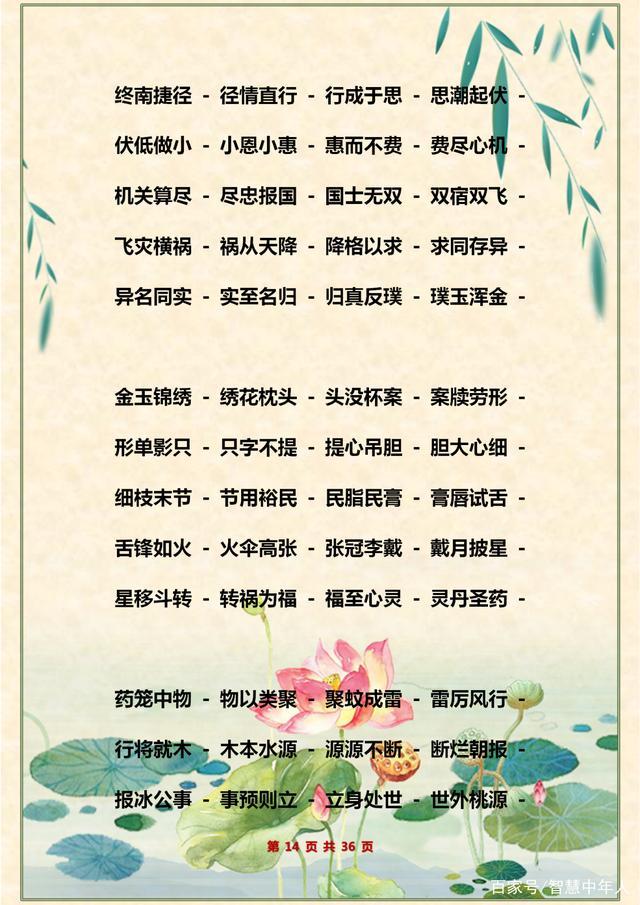 语文老师力荐：2000组成语接龙大全，为孩子打印保存，九年不愁