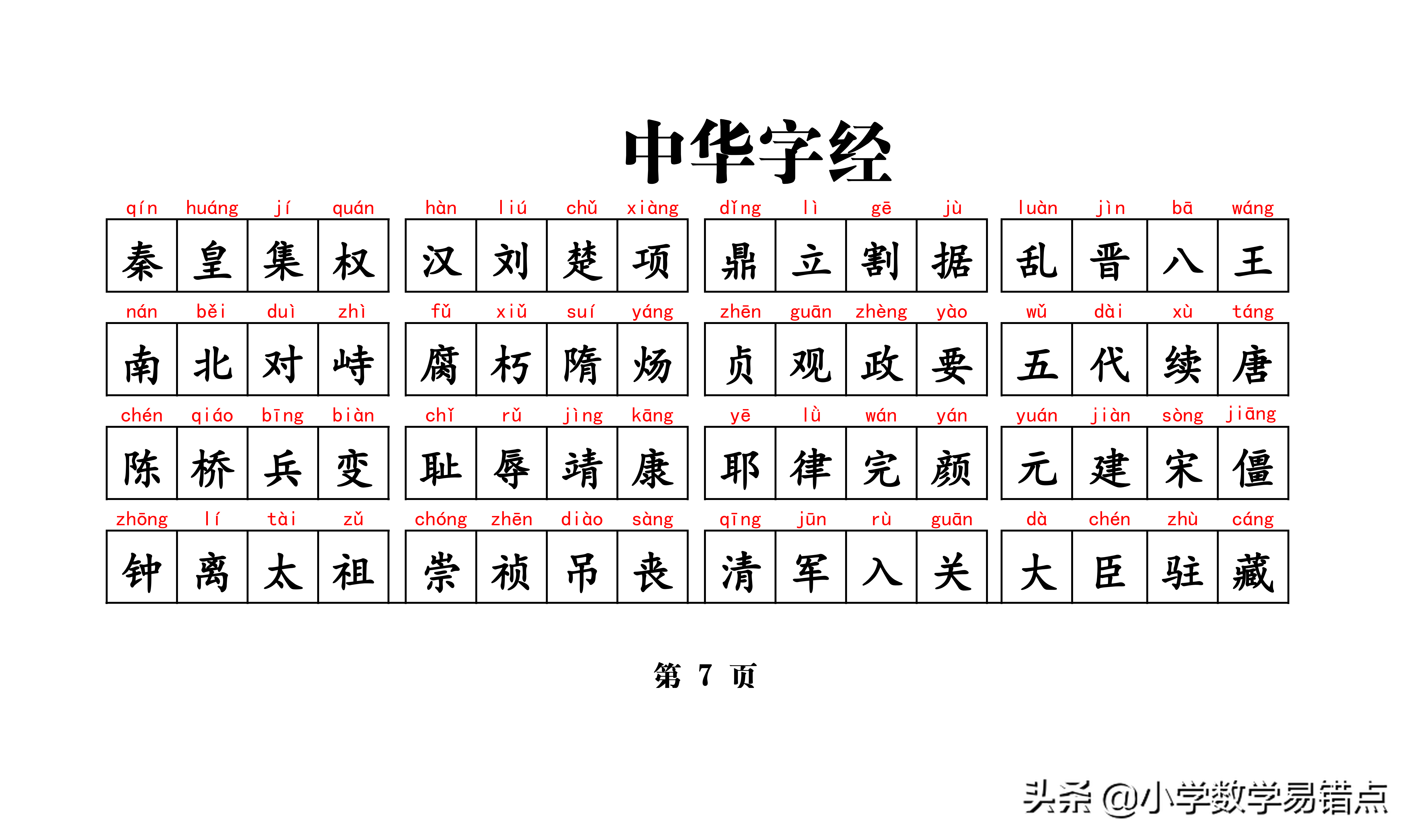 常用带拼音4000汉字《中华字经》4字一句，8字一韵，收藏好每天读