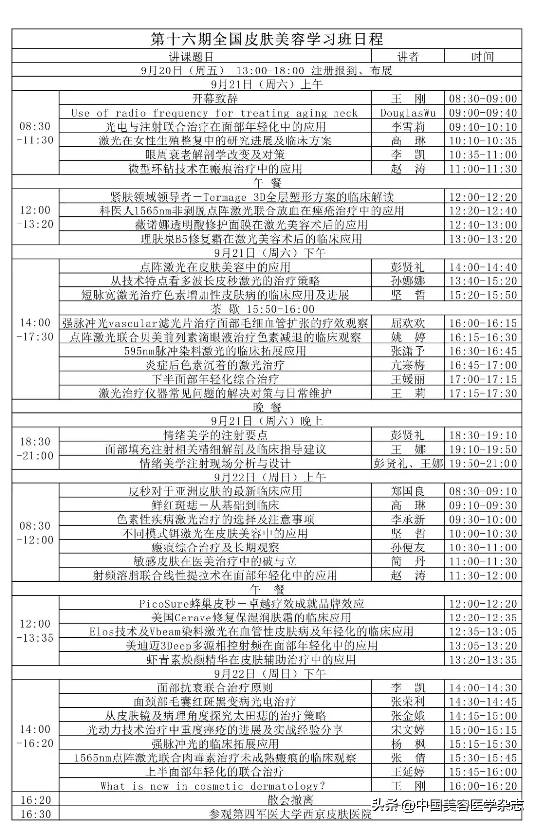 中国研究型医院学会皮肤科学专业委员会第十六期全国皮肤美容学习班