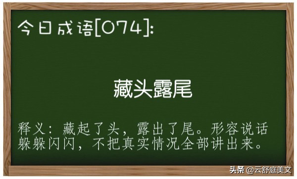 今日成语「074」:藏头露尾。一起来造句