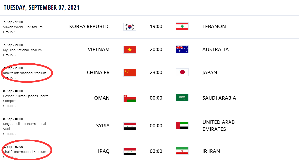 6月23日世界杯比赛场地(FIFA官宣：国足与日本比赛仍在哈利法球场，北京时间7日23点开球)