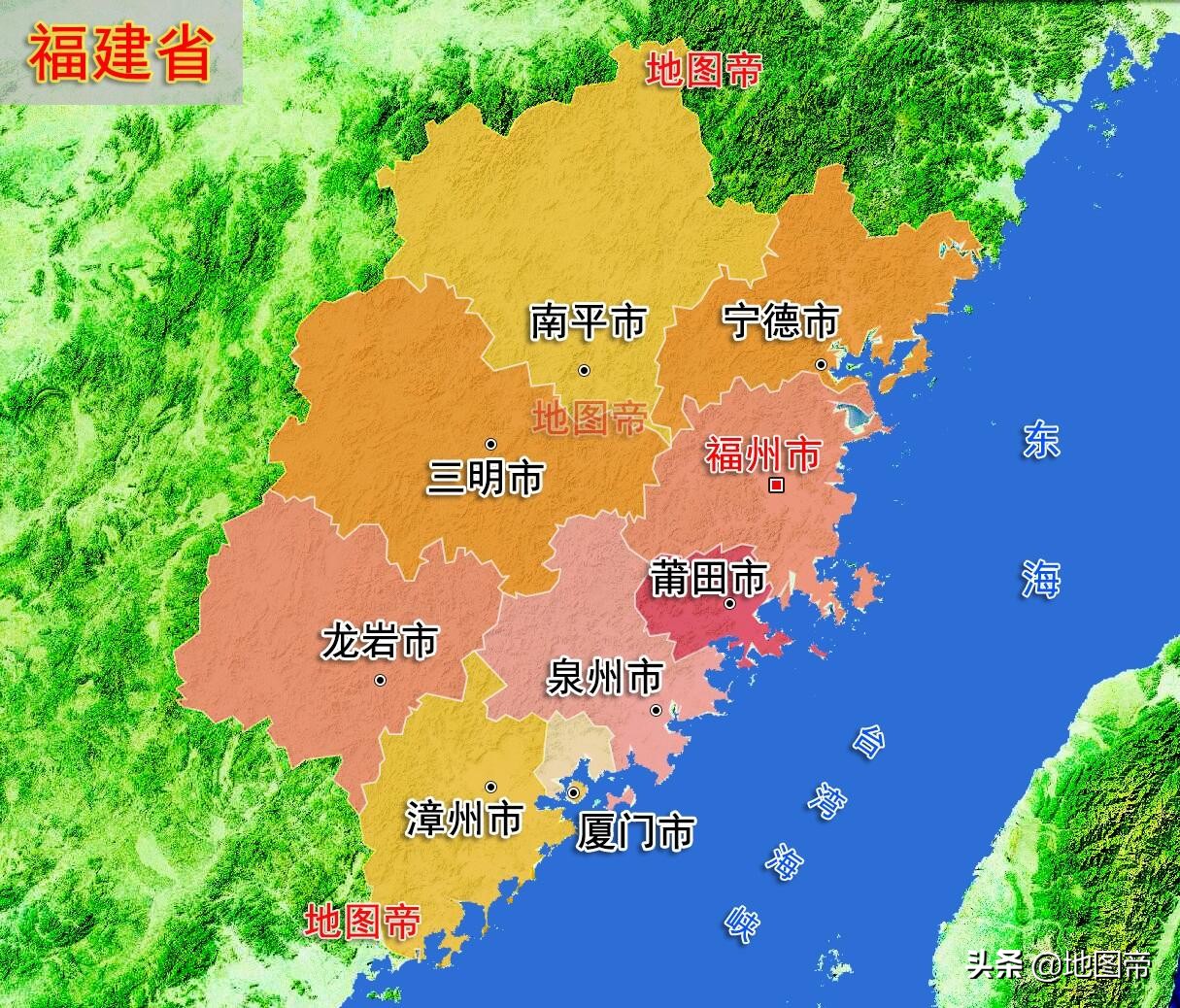 简称为闽的福建省位于我国东南沿海,北接浙江省,西接江西省,西南接