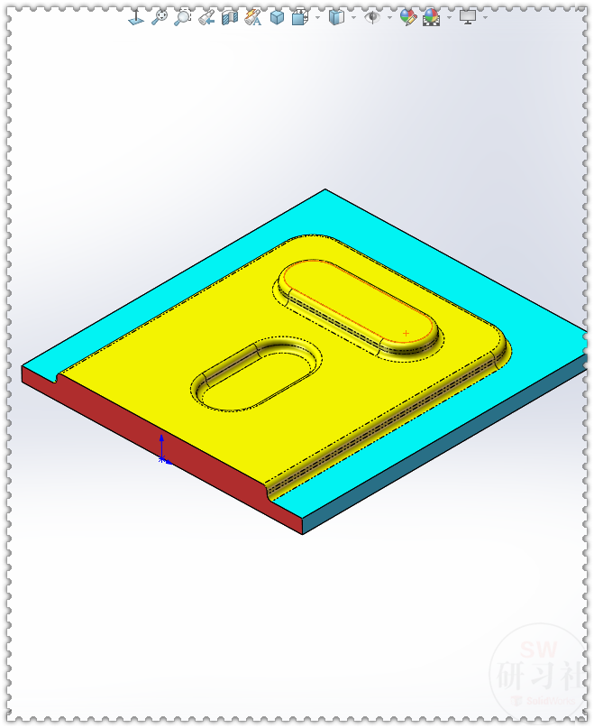 用SolidWorks画的钣金底壳，需要画两个成形工具，所以步骤比较多