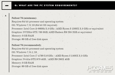 《辐射76》PC配置公布 推荐GTX 970