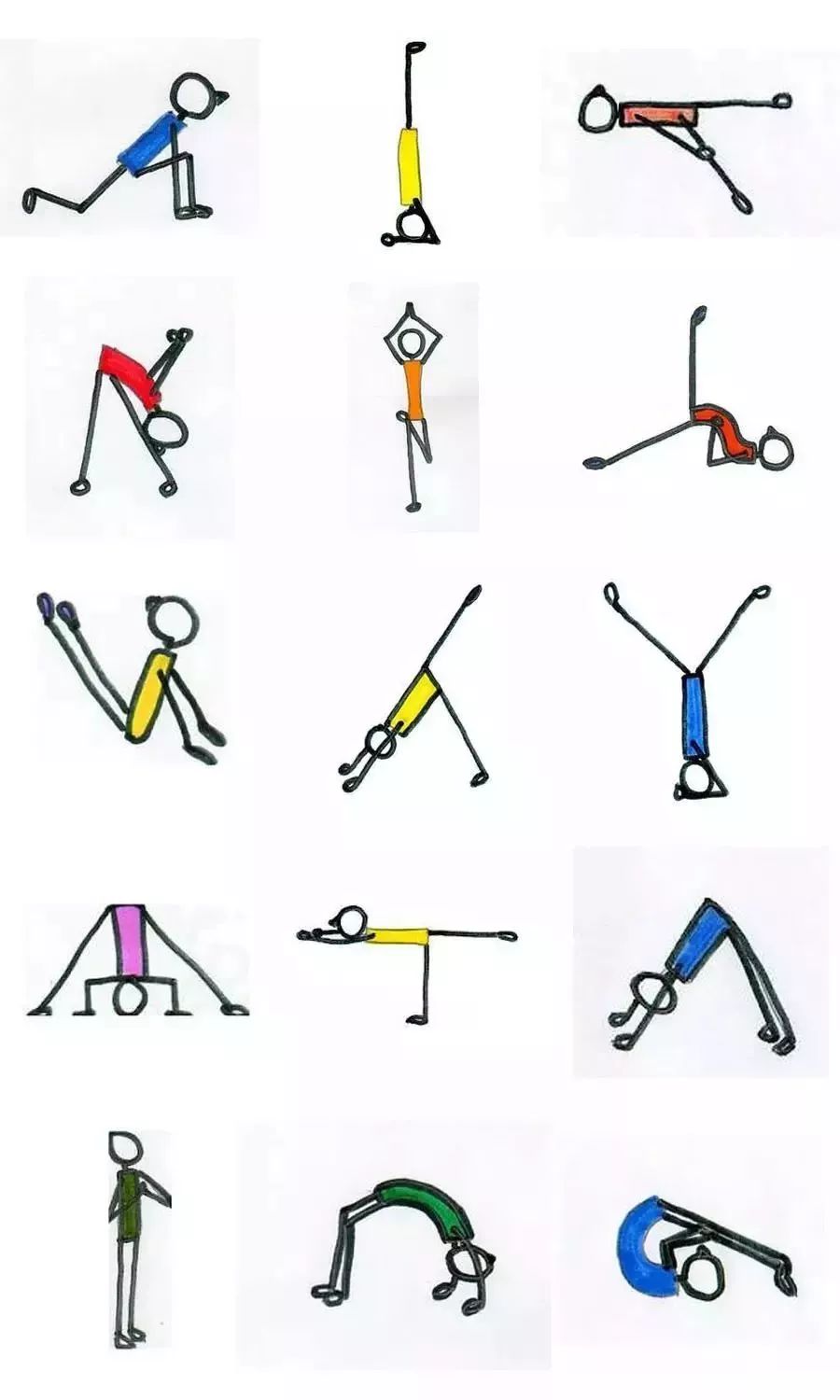 【收藏级】超全 200  瑜伽小人体式图!瑜伽体式绘画笔记来袭!