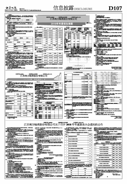 江苏南方轴承股份有限公司2018年年度报告摘要