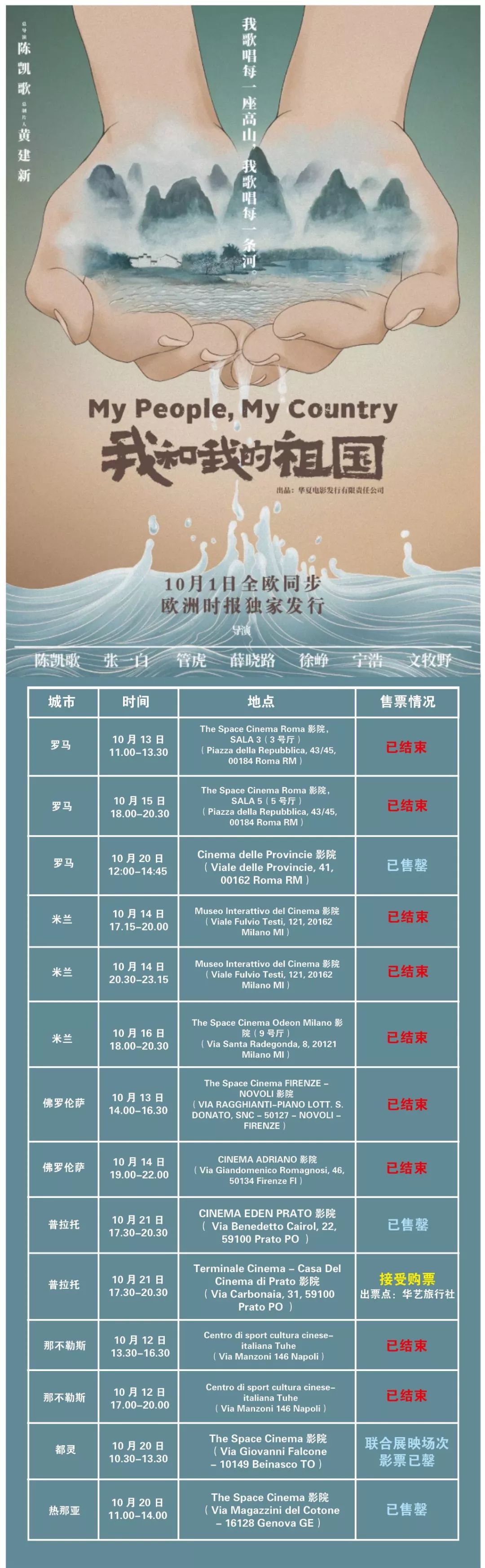 太牛了：《我和我的祖国》影院评分超《小丑》《双子杀手》! 热血不散，普拉托再加一场