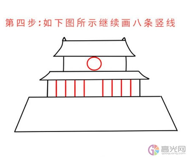 天安门简笔画怎么画，北京天安门简笔画绘画步骤