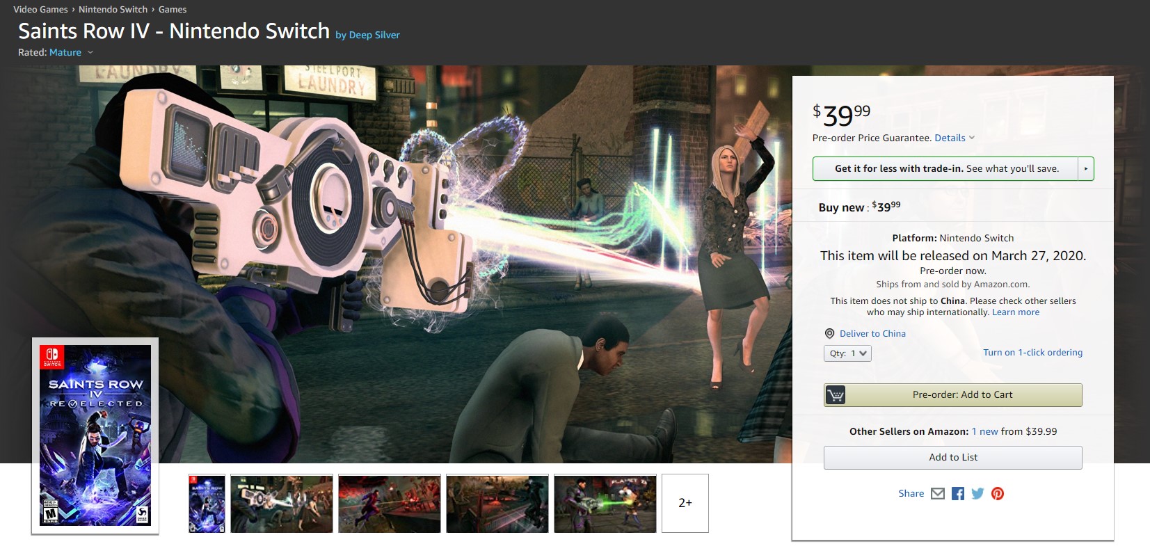 《黑道圣徒4》Switch版3月27日发售 售价约280元