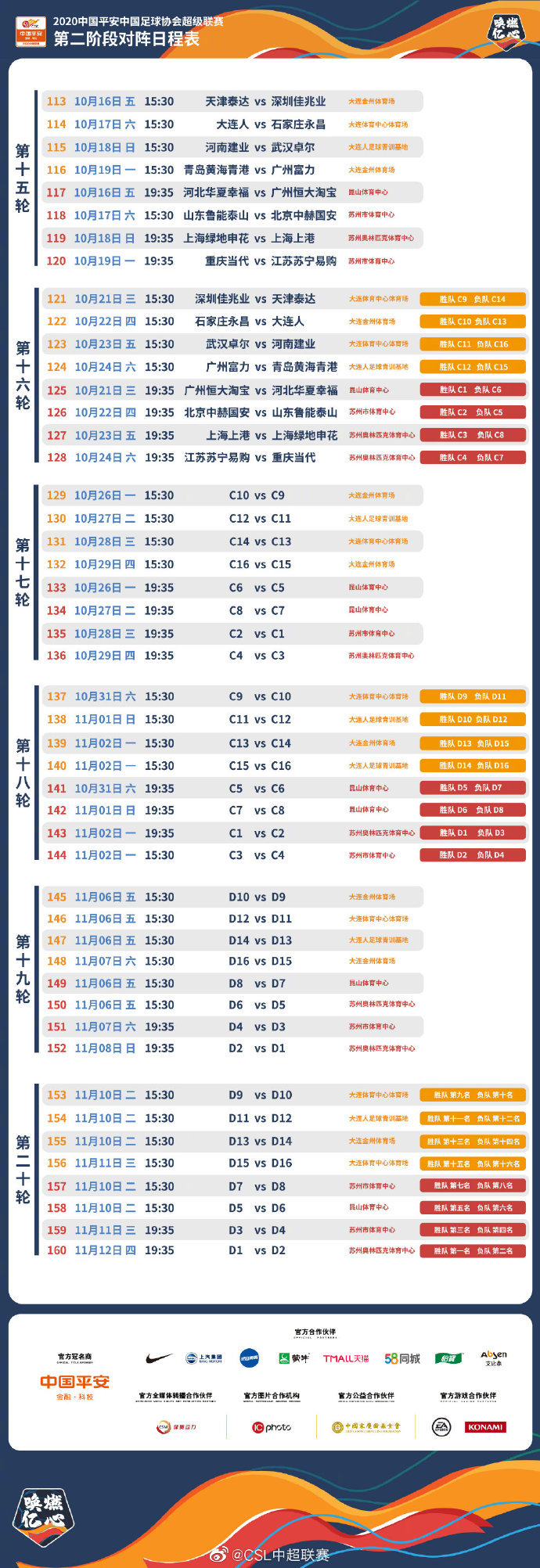 中超ii轮鲁能什么时间开赛(中超第二阶段详细日程出炉：10月16日重燃战火)