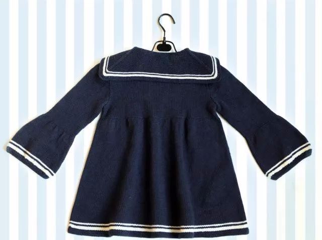 编织儿童款毛衣，海军梦水手服长袖连衣裙，附编织教程