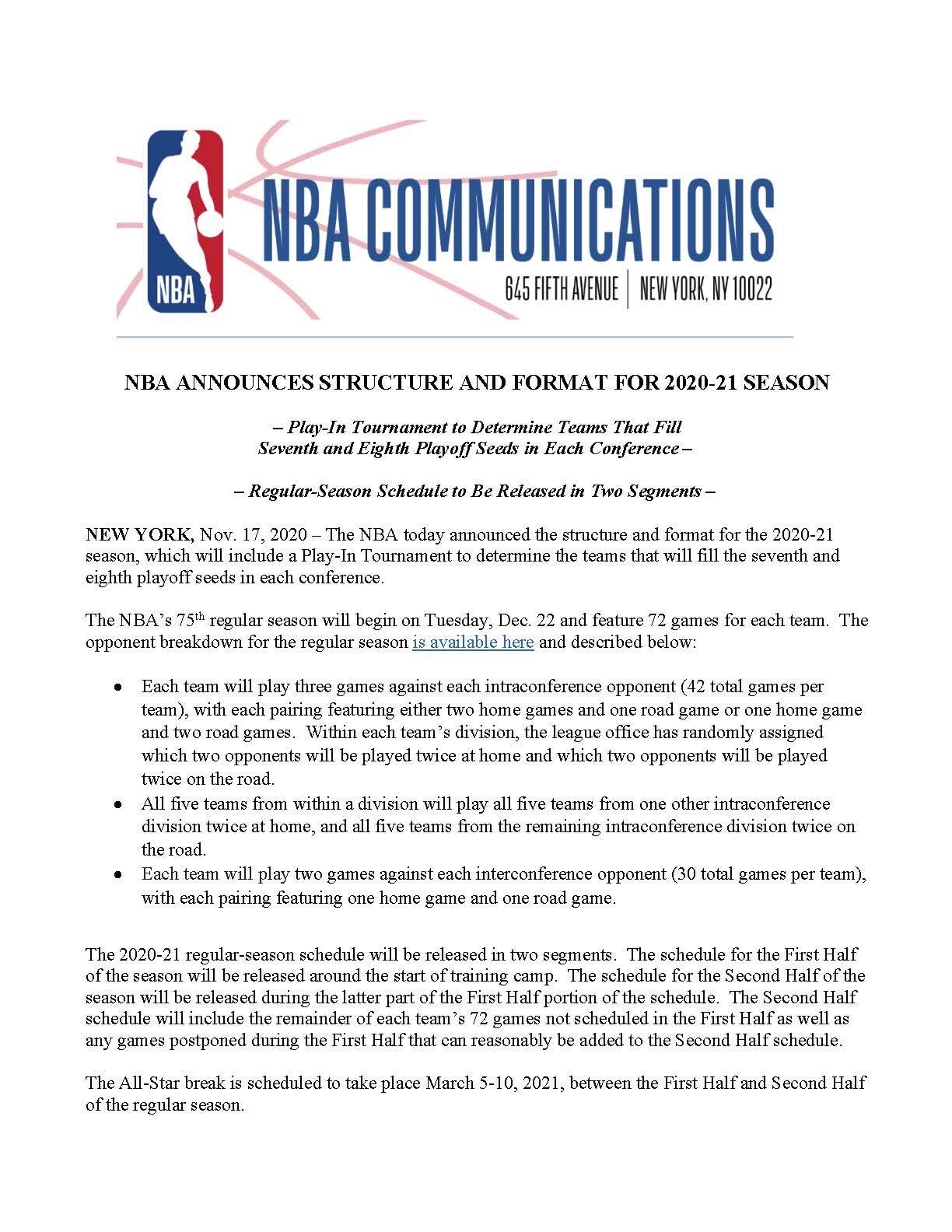 为什么nba交手次数不一样(NBA新赛季赛制公布，分区第10也有机会进季后赛)