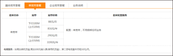 中国电信网络套餐（电信宽带套餐价格详情）