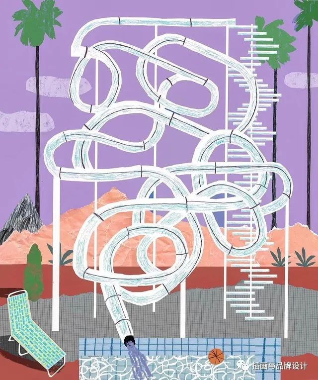 插画丨色彩明快的拼贴插画，充满了抽象童趣的独特风格