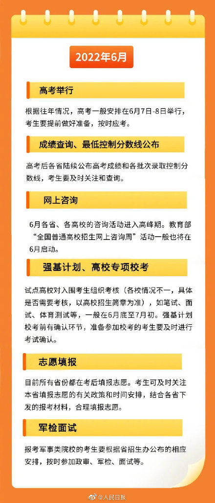 2022高考必备！收好这份实用高考月历