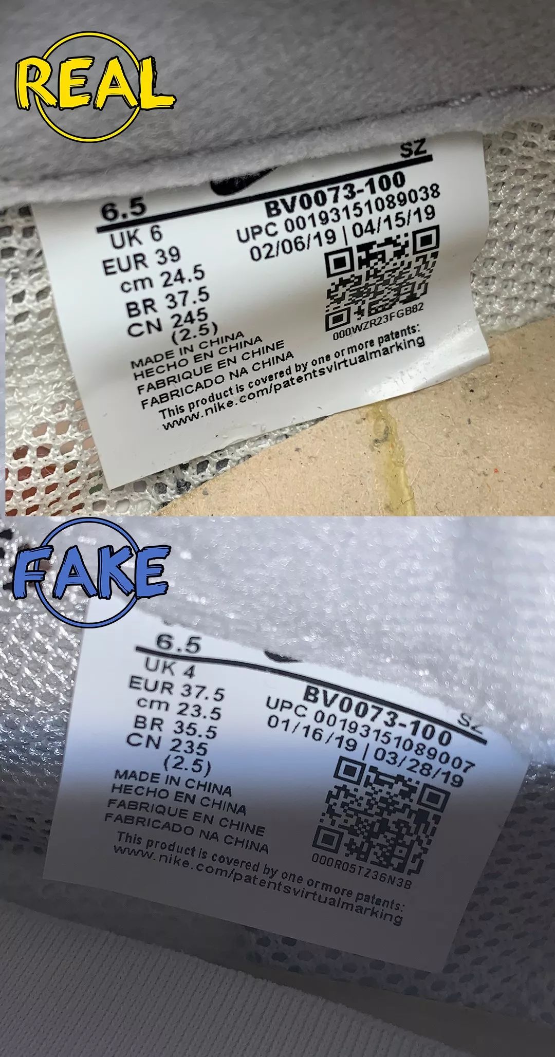 sacai x Nike LDWaffle 真假对比