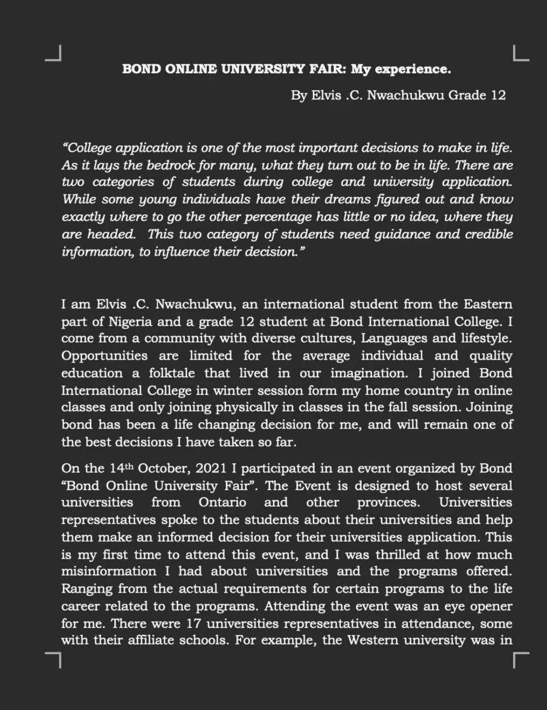 加拿大安省高中邦德2021校内大学展——聚名校灵气，筑锦绣前程