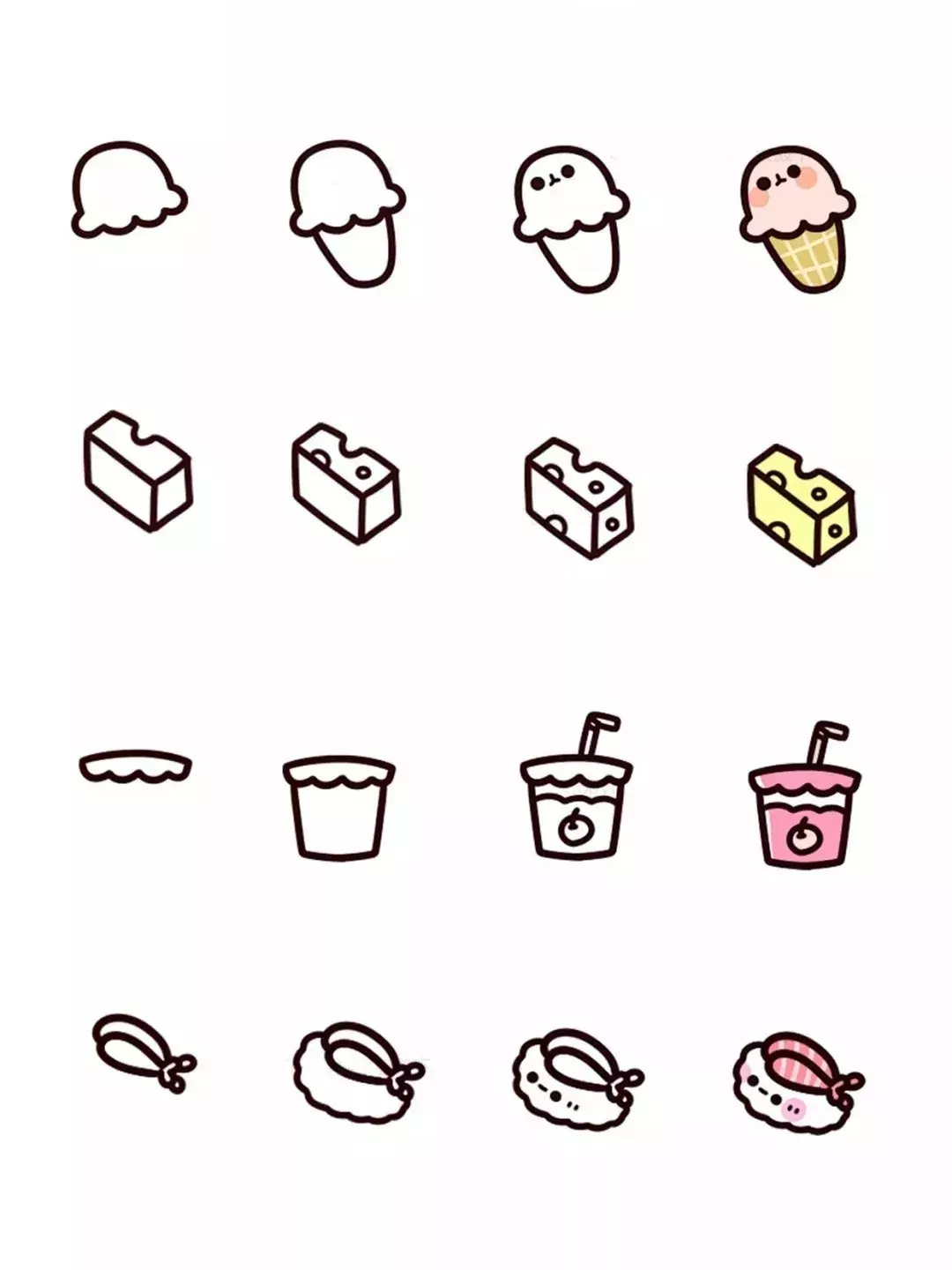 50种美食简笔画,快带着孩子一起来玩吧,能锻炼孩子的想象力哦