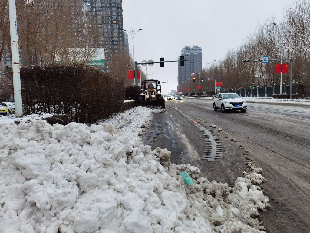 顶风冒雨清积雪，为榆树环卫工人点赞