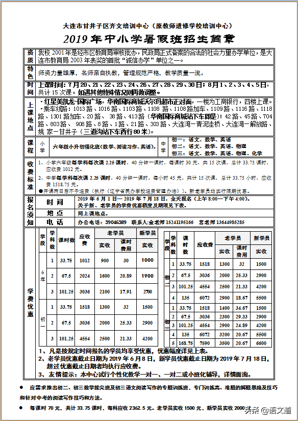 大连市甘井子区齐文培训中心，孩子补习一定不可错过的好去处