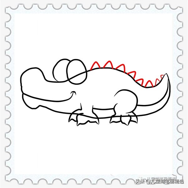 儿童简笔画精选-鳄鱼(Crocodile)的简笔画步骤