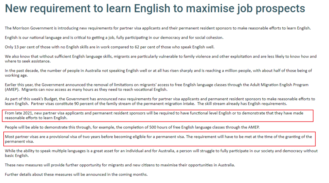 11月起，澳洲配偶签证夫妻都要英文成绩，添加担保人资质审核环节