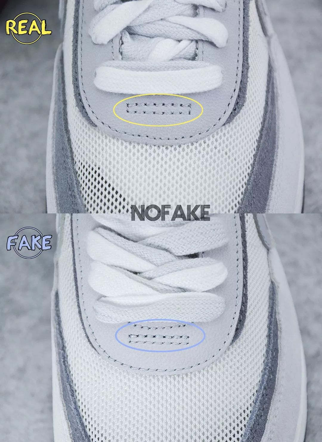 sacai x Nike LDWaffle 真假对比