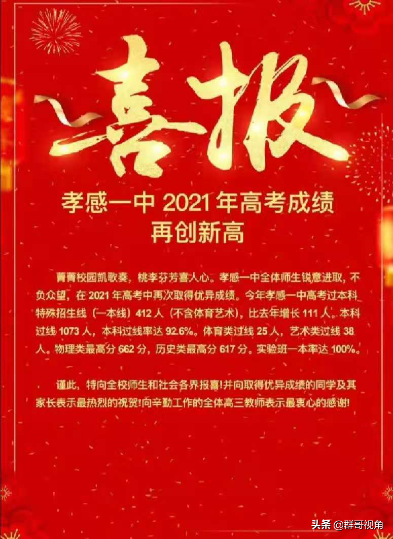 孝感14所高中2021年高考喜报