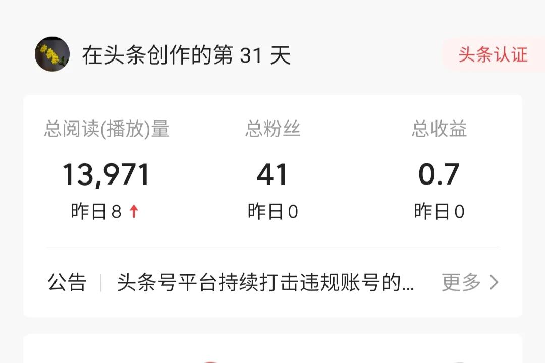 头条创作一个月记