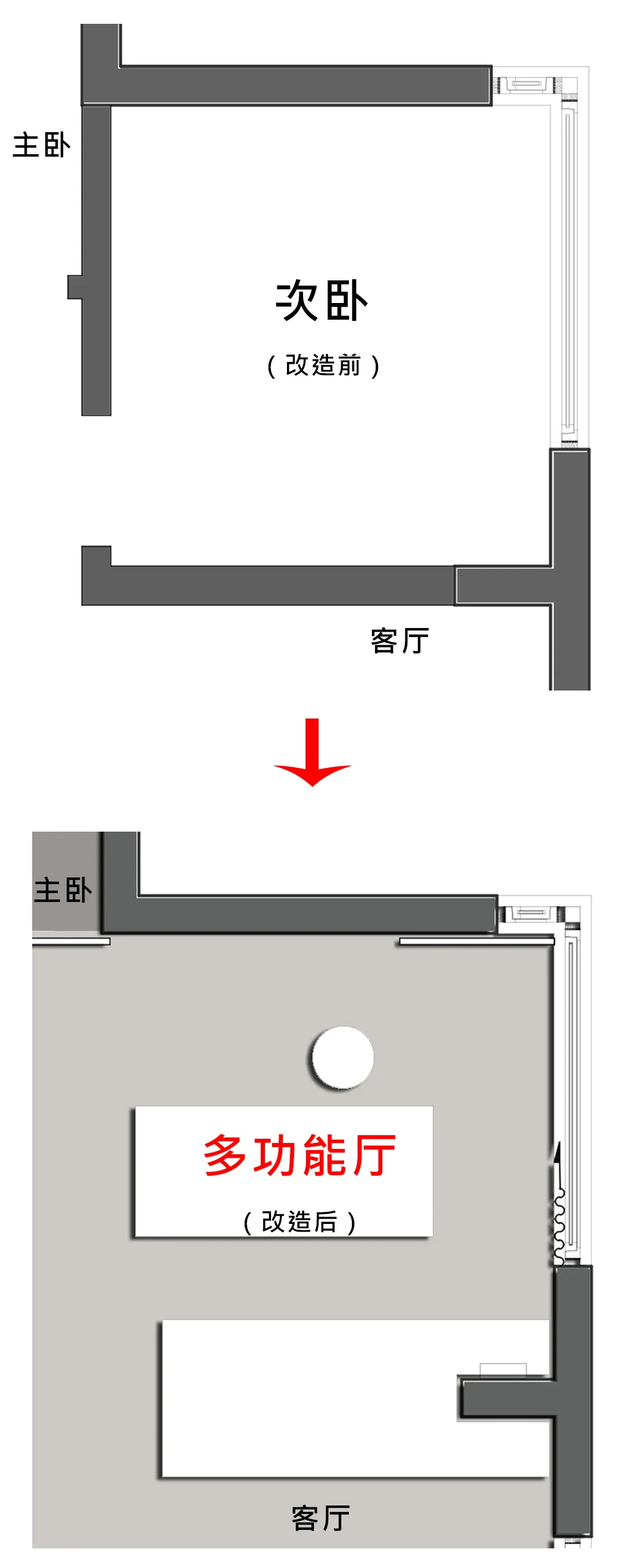 上海80㎡空无一物，厨卫打通，藏了升降客厅，这操作神好用