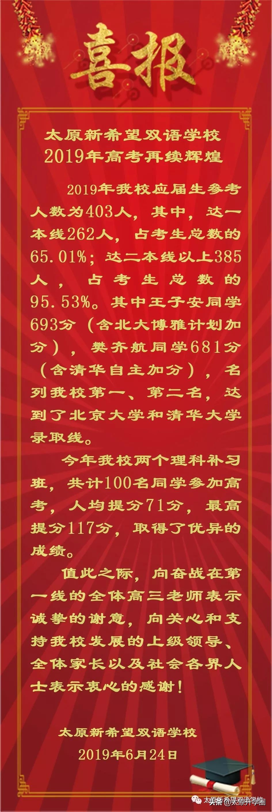 中考报志愿必备：太原市高中全解析 附2019年高考喜报汇总