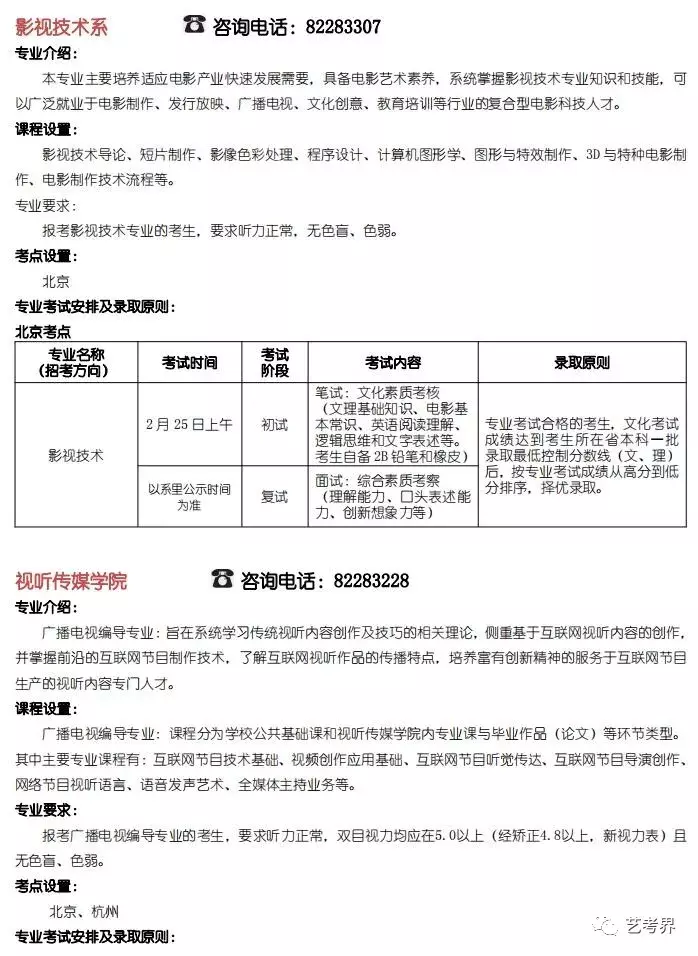 北京电影学院2019年艺术类招生简章（含分数线）