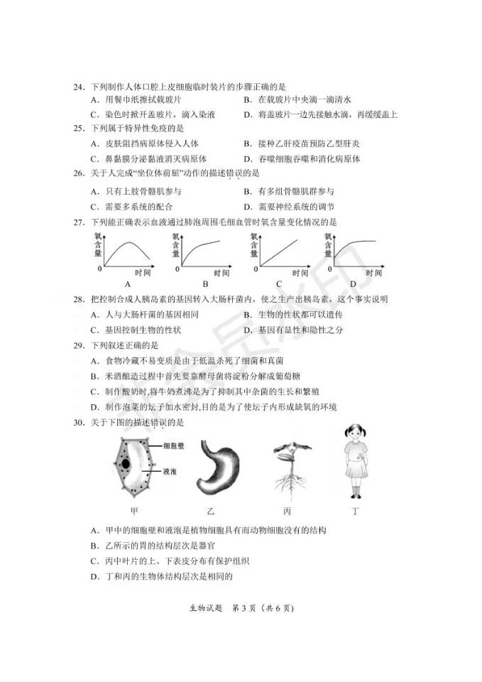 来啦！2019海南中考数学、化学、生物试题及答案