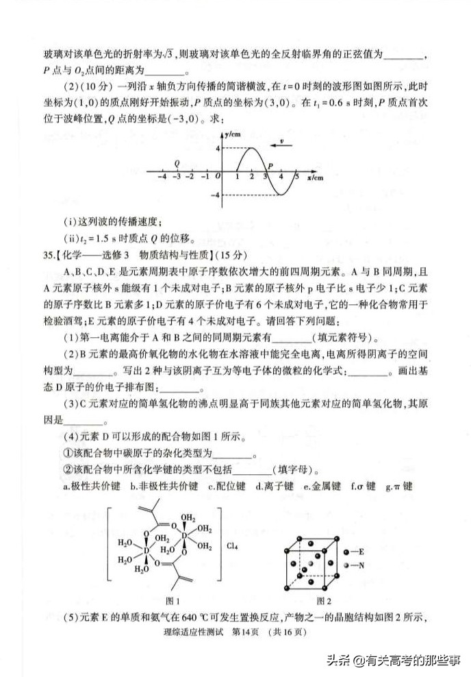 2019年河南省普通高中毕业班高考适应性测试（理综）