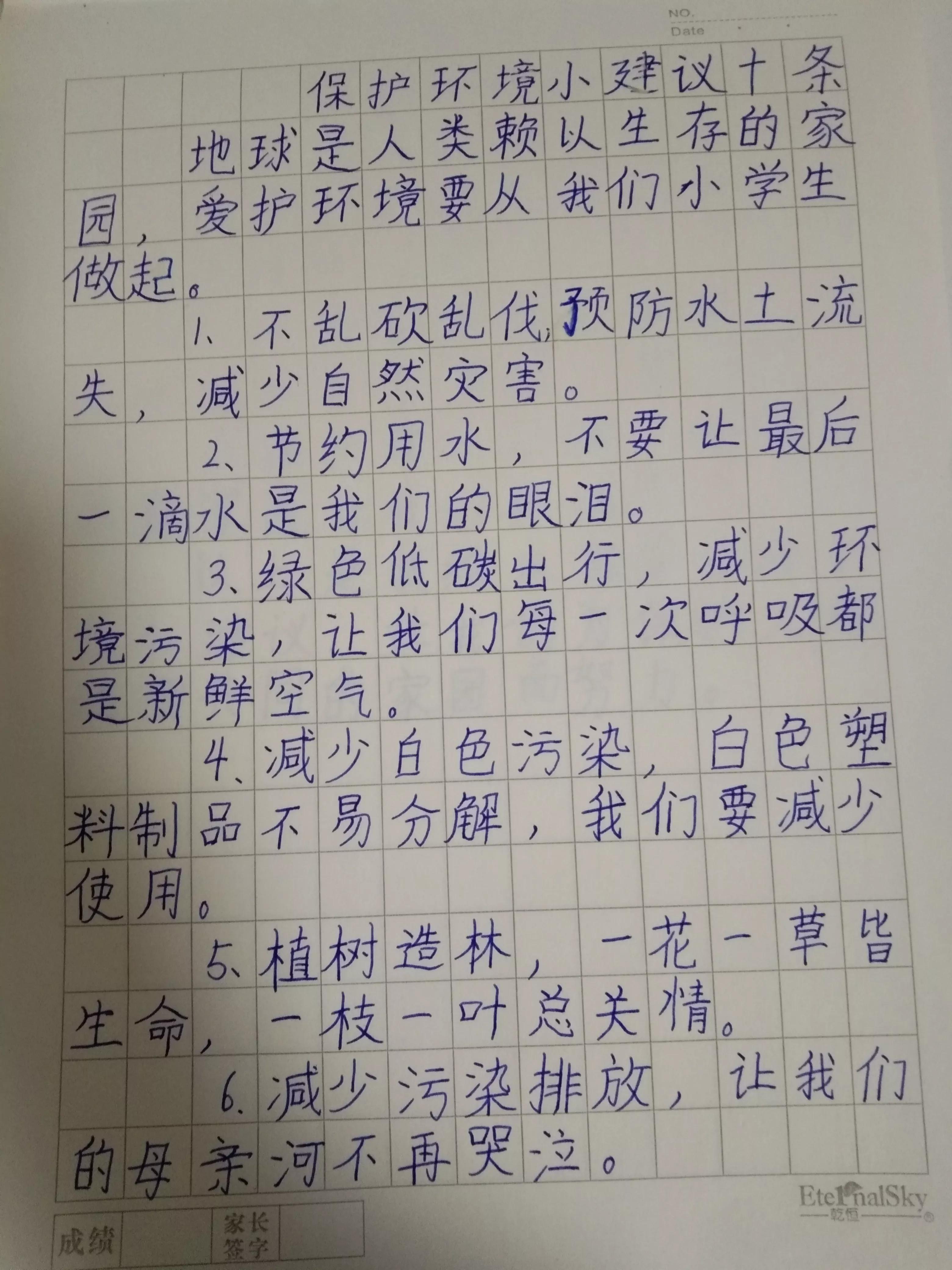 儿子的作文《保护环境小建议十条》
