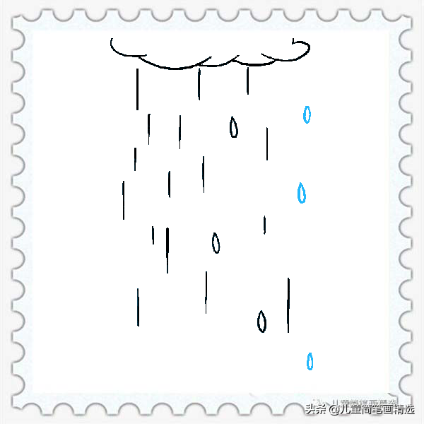 儿童简笔画精选【天气】-雨水（Rain）的绘画步骤