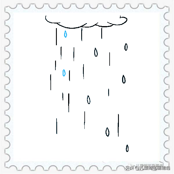 儿童简笔画精选【天气】-雨水（Rain）的绘画步骤