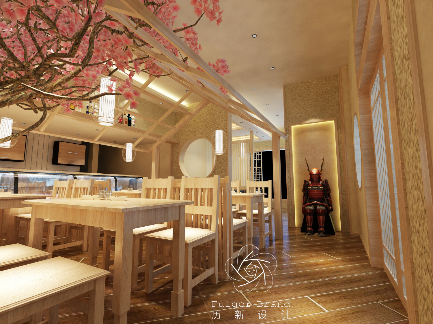弥漫着樱花芬香的板友寿司日式料理店设计/历新设计