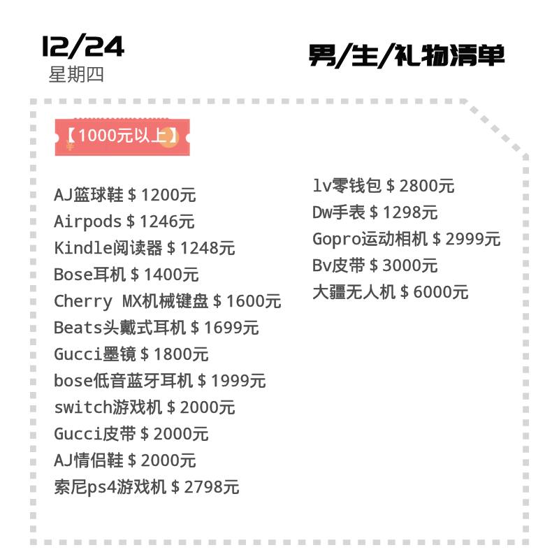 男生最想收到的礼物清单（男生礼物排行榜实用）
