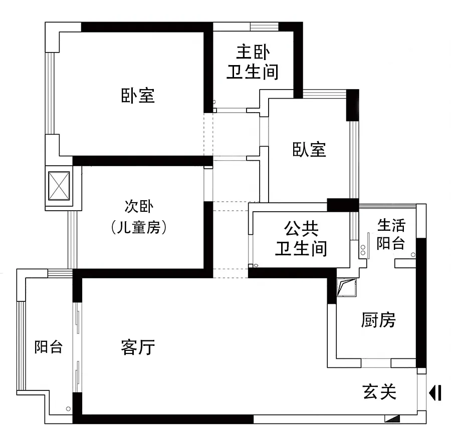 深圳88㎡户型爆改，砸掉1室1卫换来大3厅，三口之家装出育儿室